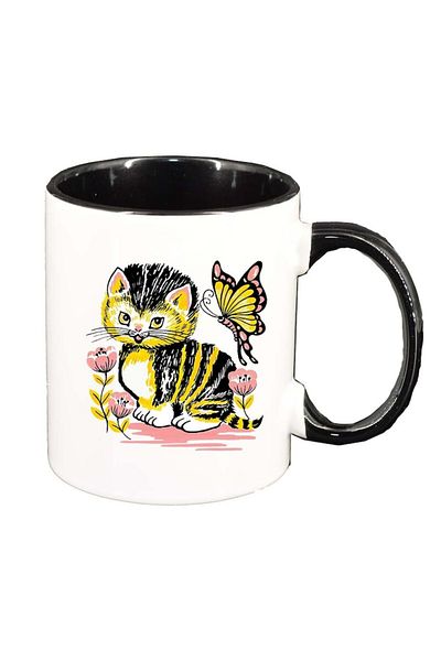 INOVATIX Personalized white mug, Cat, black interior, D967, INOVATIX®. 330ml
