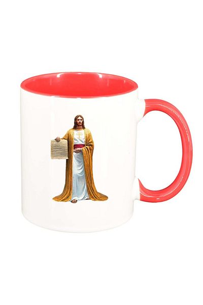INOVATIX Personalized white mug, Christ, red interior, D1093, INOVATIX®. 330ml