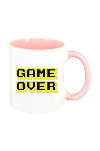 INOVATIX Cana alba personalizata, Gamer, Game Over, interior roz, D1376, INOVATIX®. 330ml