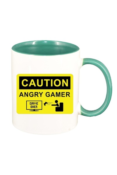 INOVATIX Cană albă personalizată, Gamer, Game Over, interior verde, D1377, IN...