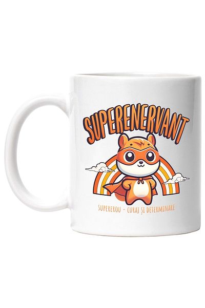INOVATIX Personalized white mug, Super Annoying Superhero, Courage and Determination, INOVATIX®. 330ml