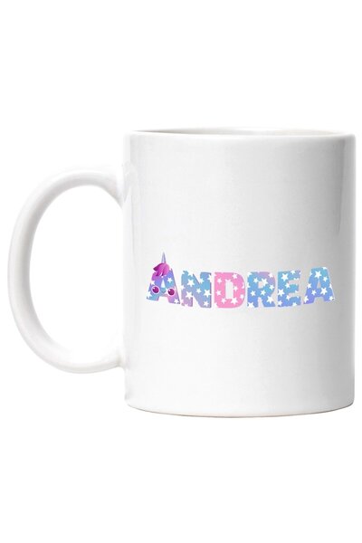 INOVATIX Cana alba personalizata, Numele Andrea, Unicorn, Printesa, Fairytale...