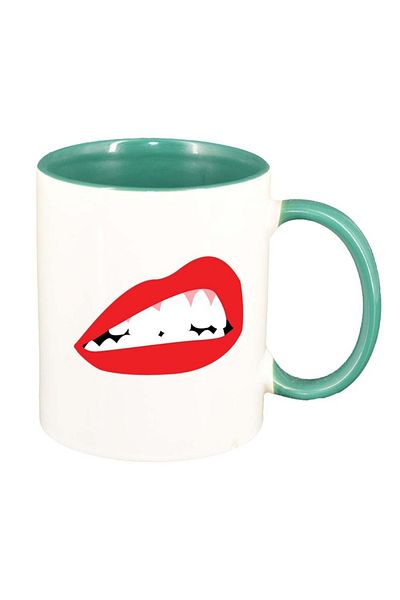 INOVATIX Cana alba personalizata, Red Lips, interior verde, D1020, INOVATIX®. 330ml