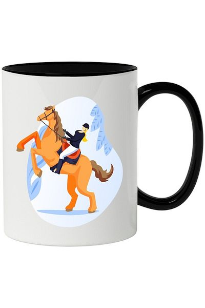INOVATIX Personalized white mug, Horse, Horseback Riding, Rider, with Black Handle, INOVATIX®. 330ml