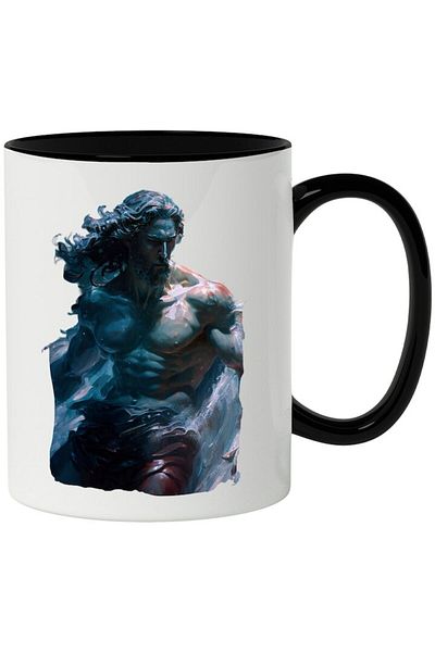 INOVATIX Personalized white mug, Aquaman, DC, Superheroes, Sea King, Water, with Black Handle, INOVATIX®. 330ml