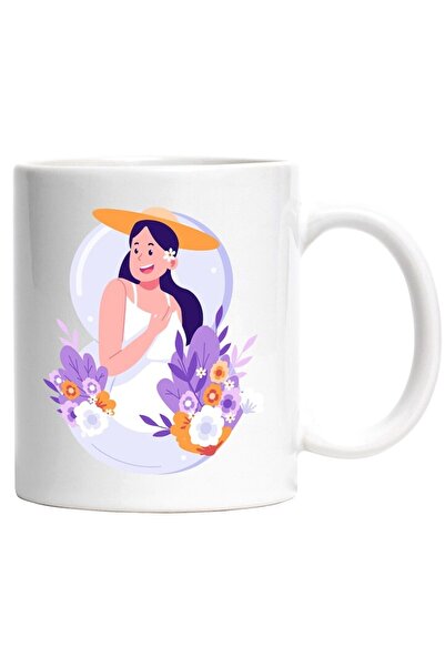 INOVATIX Personalized white mug, Flowers, Bubbles, Hat, Dress, INOVATIX®. 330 ml