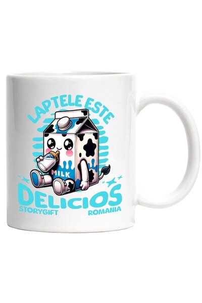 INOVATIX Cana alba personalizata, Cutie De lapte Bebe Laptele Este Delicios, ...