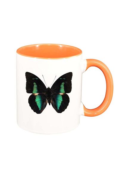 INOVATIX Personalized white mug, Butterfly, orange interior, D205, INOVATIX®. 330ml