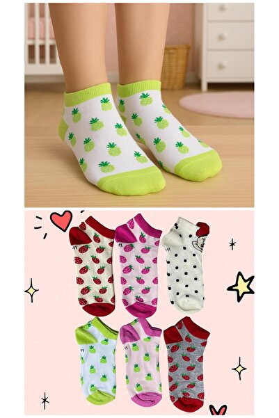 Forever Kız Çocuk 6'lı Karışık Desenli Pamuklu Patik Çorap Paketi