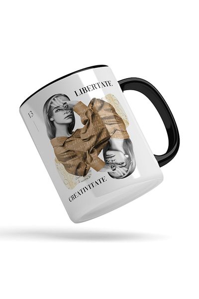 INOVATIX Personalized white mug, Collage Freedom Creativity Art,, Black, Brown, INOVATIX®. 330ml