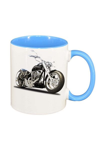 INOVATIX Personalized white mug, Motor, blue interior, D49, INOVATIX®. 330ml