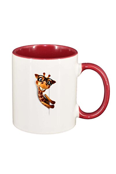 INOVATIX Cana alba personalizata, Girafa, interior rosu, D275, INOVATIX®. 330ml