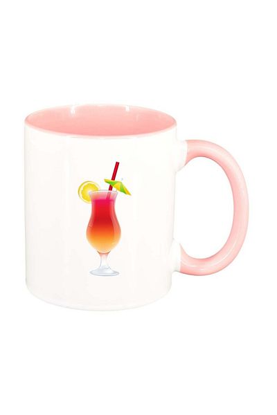 INOVATIX Personalized white mug, Cocktail, pink interior, D414, INOVATIX®. 330ml