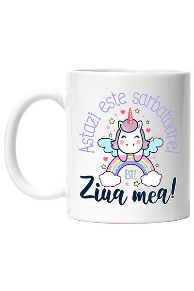 INOVATIX Personalized white mug, Unicorn On Rainbow Today Is My Day It's a Holiday, INOVATIX®. 330ml