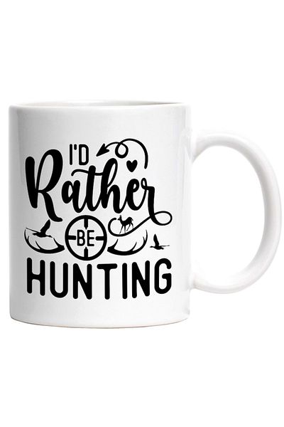INOVATIX Personalized white mug, birds and a deer I'd rather go hunting, INOVATIX®. 330ml