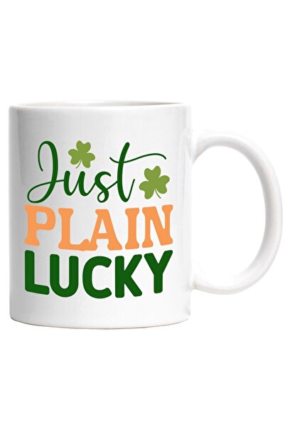 INOVATIX Cana alba personalizata, trifoi si ul Just plain lucky - pur si simp...