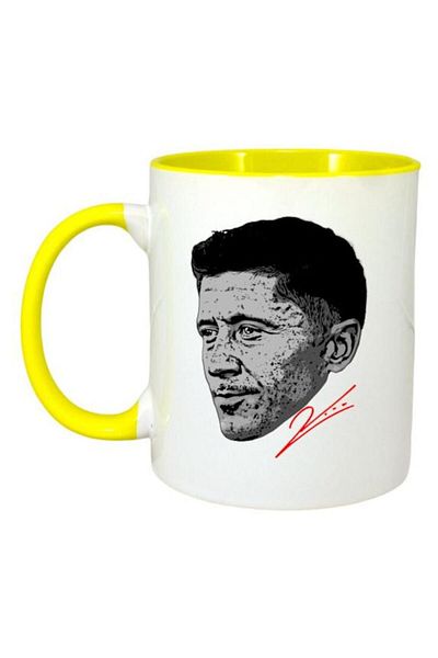 INOVATIX Personalized White Mug, Footballer Luwa, . Yellow Handle And Interior, ®. 330ml