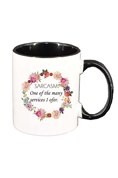 INOVATIX Cana alba personalizata, Flori, Sarcasm..., interior negru, D1053, I...