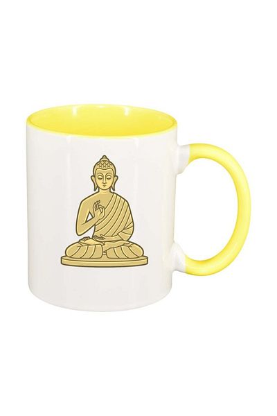 INOVATIX Personalized white mug, Indian, yellow interior, D369, INOVATIX®. 330ml