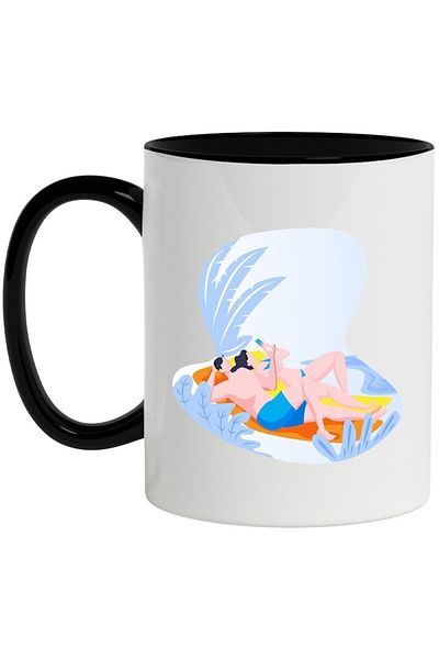 INOVATIX Personalized white mug, Couple, Phone, Beach, Vacation, with Black Handle, INOVATIX®. 330ml