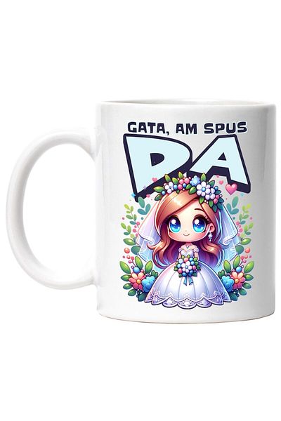 INOVATIX Personalized white mug, Woman in Wedding Dress Ready I Said Yes, Marriage, INOVATIX®. 330ml