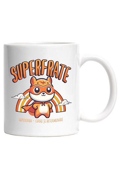 INOVATIX Personalized white mug, Super Brother - Superhero, Courage and Determination, INOVATIX®. 330ml