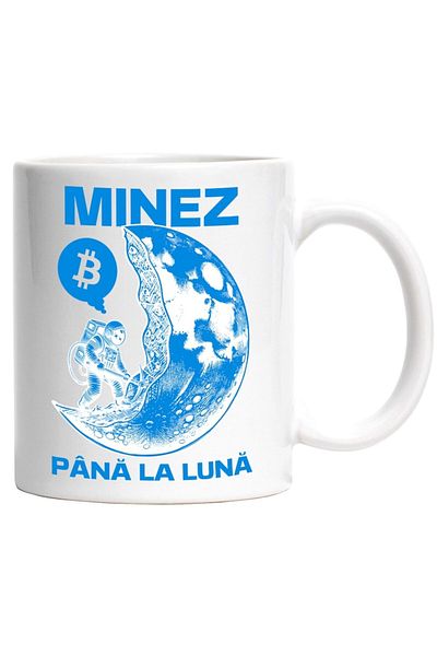INOVATIX Doză personalizată Sunrise, monedă bitcoin cu tematică de astronaut Minez Pana La Luna, INOVATIX®. 330 ml.
