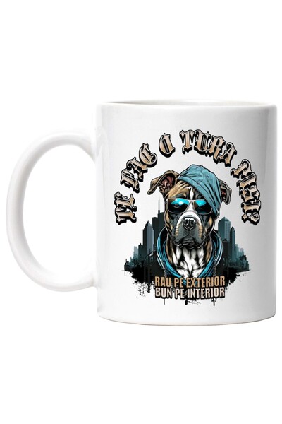 INOVATIX Cana alba personalizata, caine gangster te fac o tura pisi, animal, ...