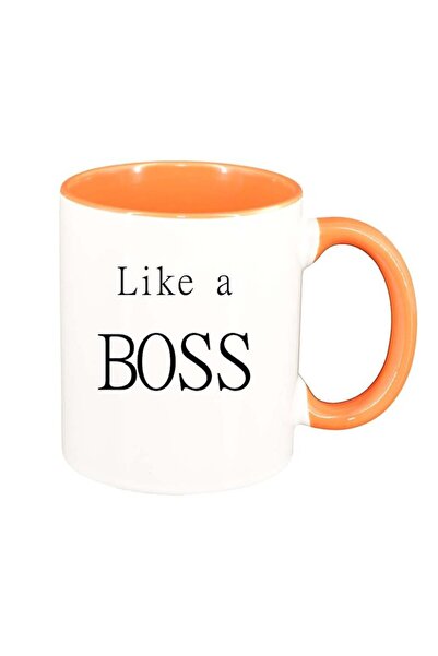 INOVATIX Εξατομικευμένη λευκή κούπα, Boss, πορτοκαλί εσωτερικό, D249, INOVATI...