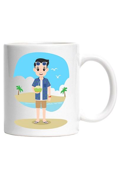INOVATIX Personalized white mug, Coconut, Beach, Water, Palm Trees, INOVATIX®. 330ml