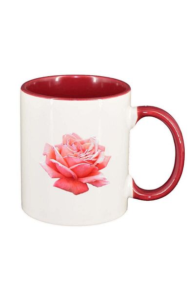 INOVATIX Personalized white mug, Rose, red interior, D312, INOVATIX®. 330ml