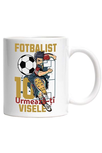 INOVATIX Personalized white mug, Boy playing football number 10, follow your dream, INOVATIX®. 330ml