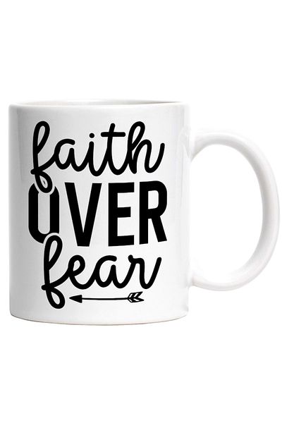 INOVATIX Personalized white mug, message urging you to choose faith over fear, INOVATIX®. 330ml
