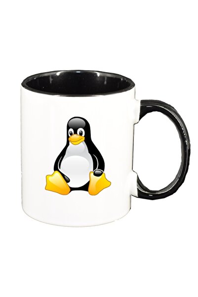 INOVATIX Персонализирана бяла чаша, Пингвин, черен интериор, D298, INOVATIX®....