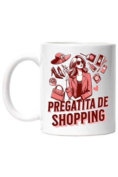 INOVATIX Εξατομικευμένη λευκή κούπα, Woman Loves Shopping Shoes Hat Bag, INOV...