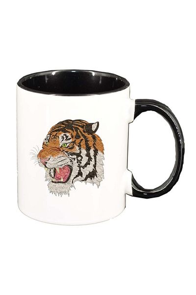 INOVATIX Personalized white mug, Tiger, black interior, D984, INOVATIX®. 330ml