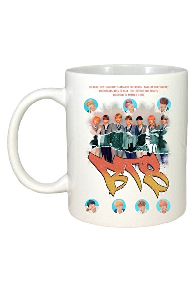 INOVATIX Cana Alba Personalizata, Formatia/trupa Bts 2, Maner Si Interior Alb, ®. 330ml