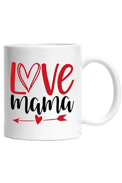 INOVATIX Personalized white mug, heart and letter in English Love mama - mother of love, INOVATIX®. 330ml