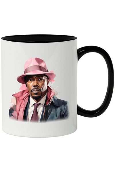 INOVATIX Personalized white mug, Anthony Mackie, Actor, Celebrity, Movies, with Black Handle, INOVATIX®. 330ml
