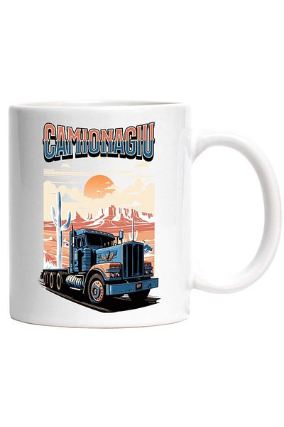 INOVATIX Personalized white mug, truck driver truck driver in the wilderness profession, INOVATIX®. 330ml