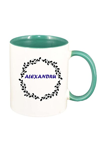 INOVATIX Cana alba personalizata, Nume, interior verde, D1077, INOVATIX®. 330ml