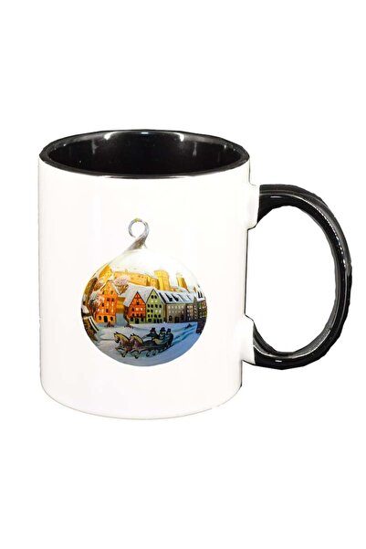 INOVATIX Персонализирана бяла чаша, Коледа, черен интериор, D171, INOVATIX®. ...