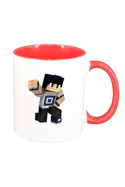 INOVATIX Personalized white mug, Minecraft, red interior, D1460, INOVATIX®. 330ml