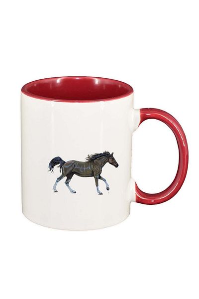 INOVATIX Personalized white mug, Horse, red interior, D973, INOVATIX®. 330ml