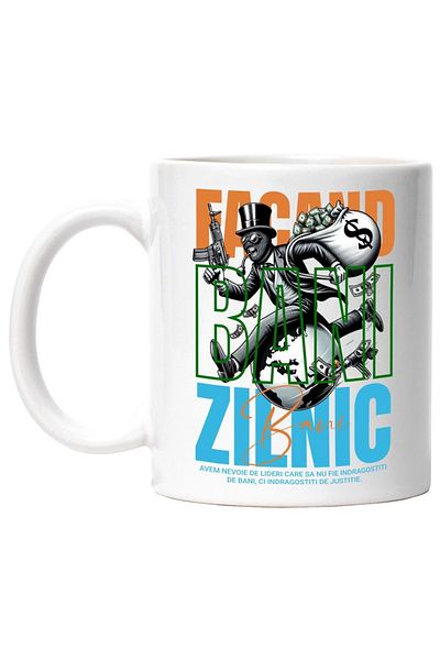 INOVATIX Personalized white mug, Making Money Daily - Global Leaders, Justice, Dollars, INOVATIX®. 330ml