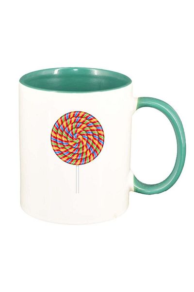 INOVATIX Personalized white mug, Lollypop, green interior, D409, INOVATIX®. 330ml