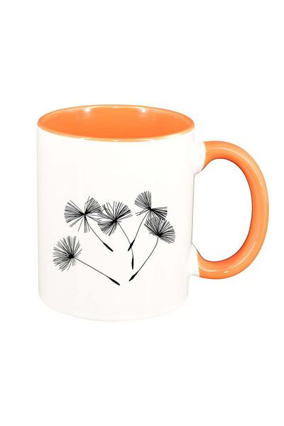 INOVATIX Personalized white mug, Dandelion, orange interior, D955, INOVATIX®. 330ml