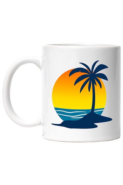 INOVATIX Personalized white mug, Palm Tree, Island, Sunset, Summer, INOVATIX®. 330ml