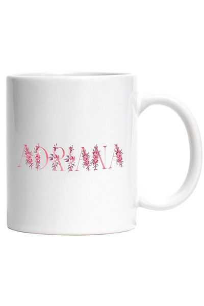INOVATIX Personalized white mug, Name Adriana, Floral, Colorful, Creative, Beautiful, Unique, INOVATIX®. 330ml