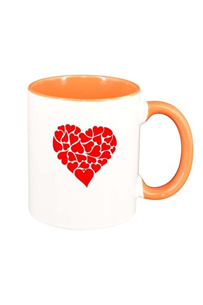 INOVATIX Cana alba personalizata, Love, interior portocaliu, D333, INOVATIX®....